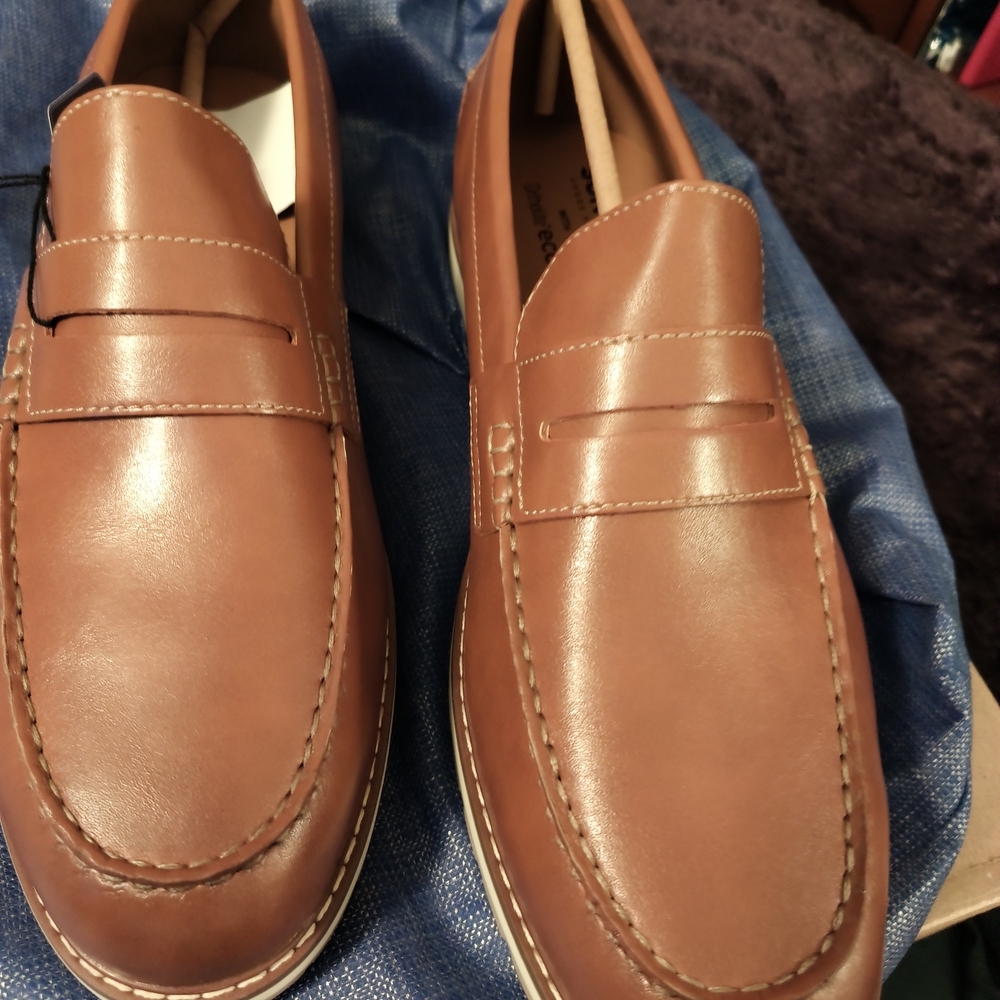 Brown Leather Slip-On Loafers with Penny Keeper